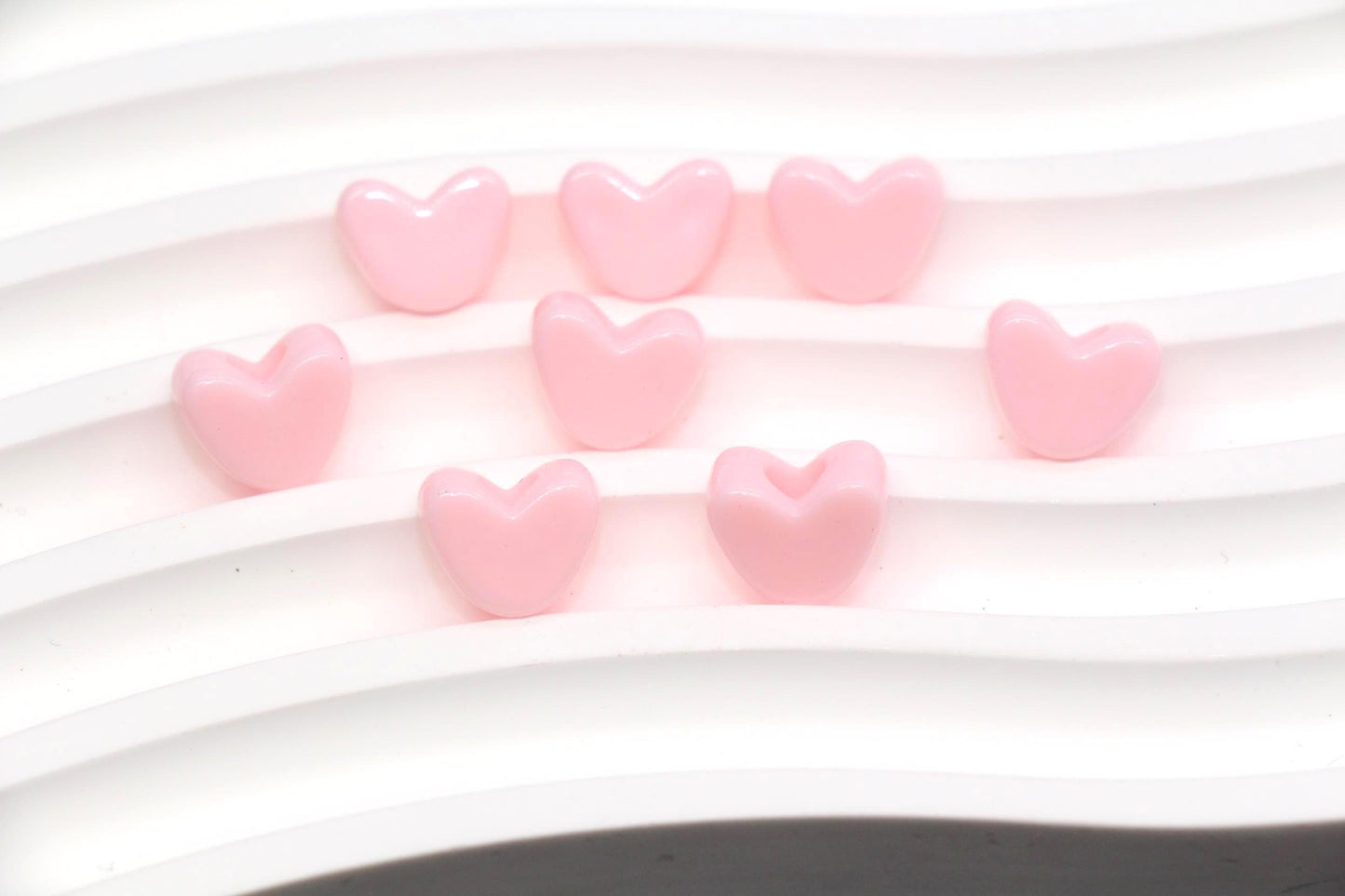 12mm Pink Heart Beads for Bracelets & Crafts #687