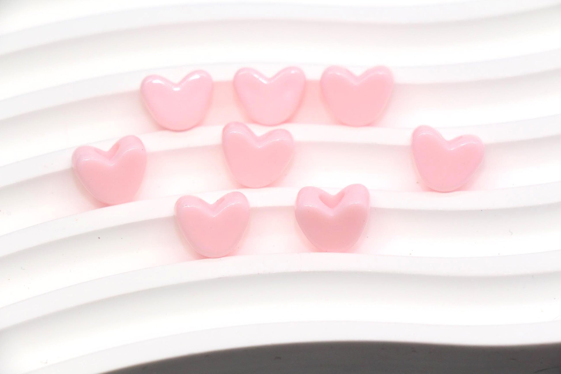 12mm Pink Heart Beads for Bracelets & Crafts #687