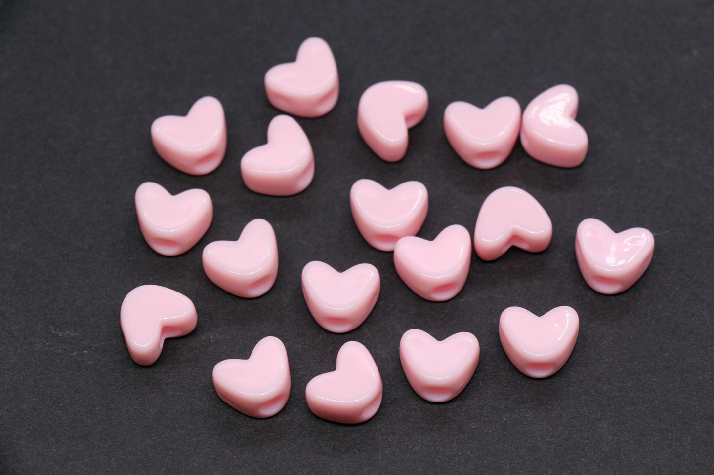 12mm Pink Heart Beads for Bracelets & Crafts #687