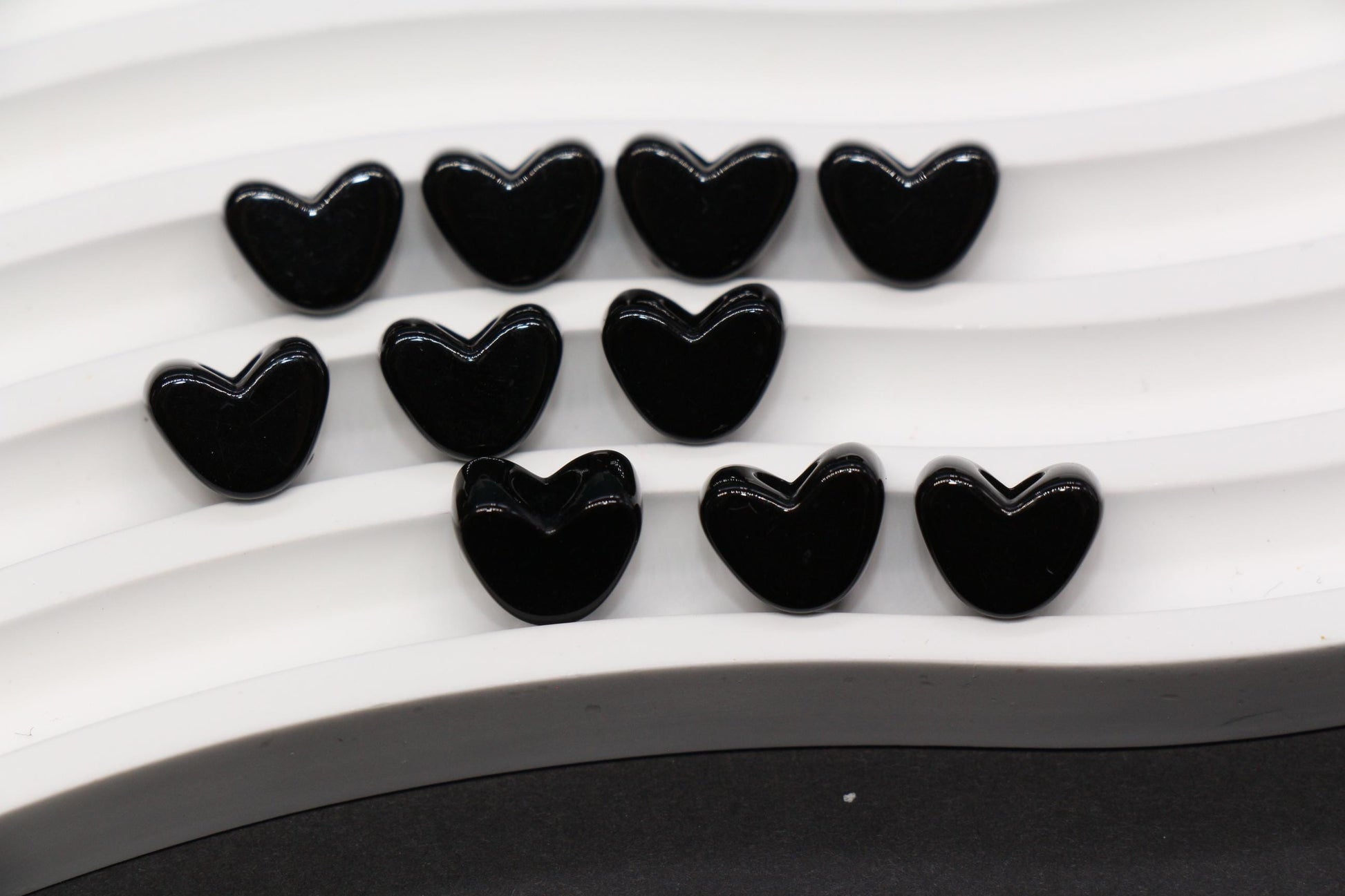 12mm Black Heart Beads for Bracelets & Crafts #763