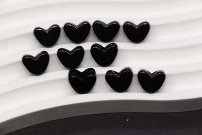 12mm Black Heart Beads for Bracelets & Crafts #763