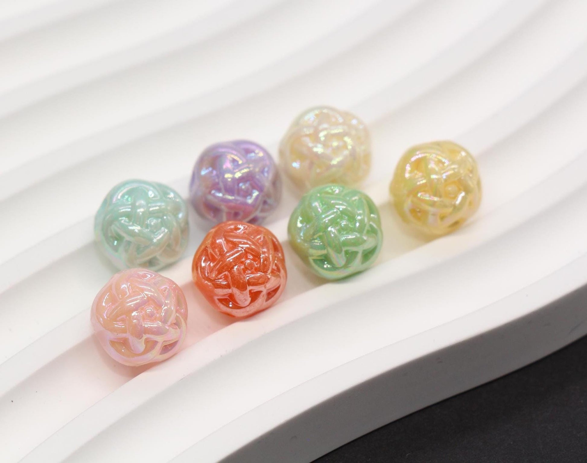 11mm Twisted AB Pastel Beads for Bracelets #3549