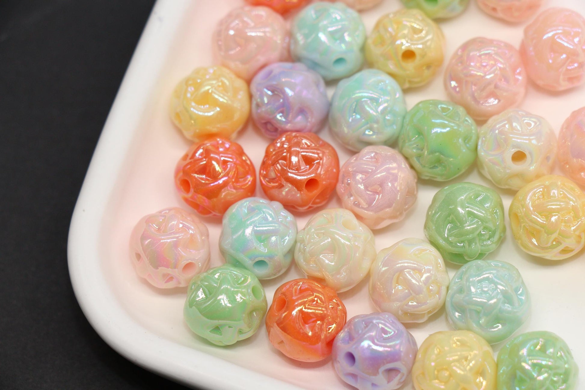 11mm Twisted AB Pastel Beads for Bracelets #3549