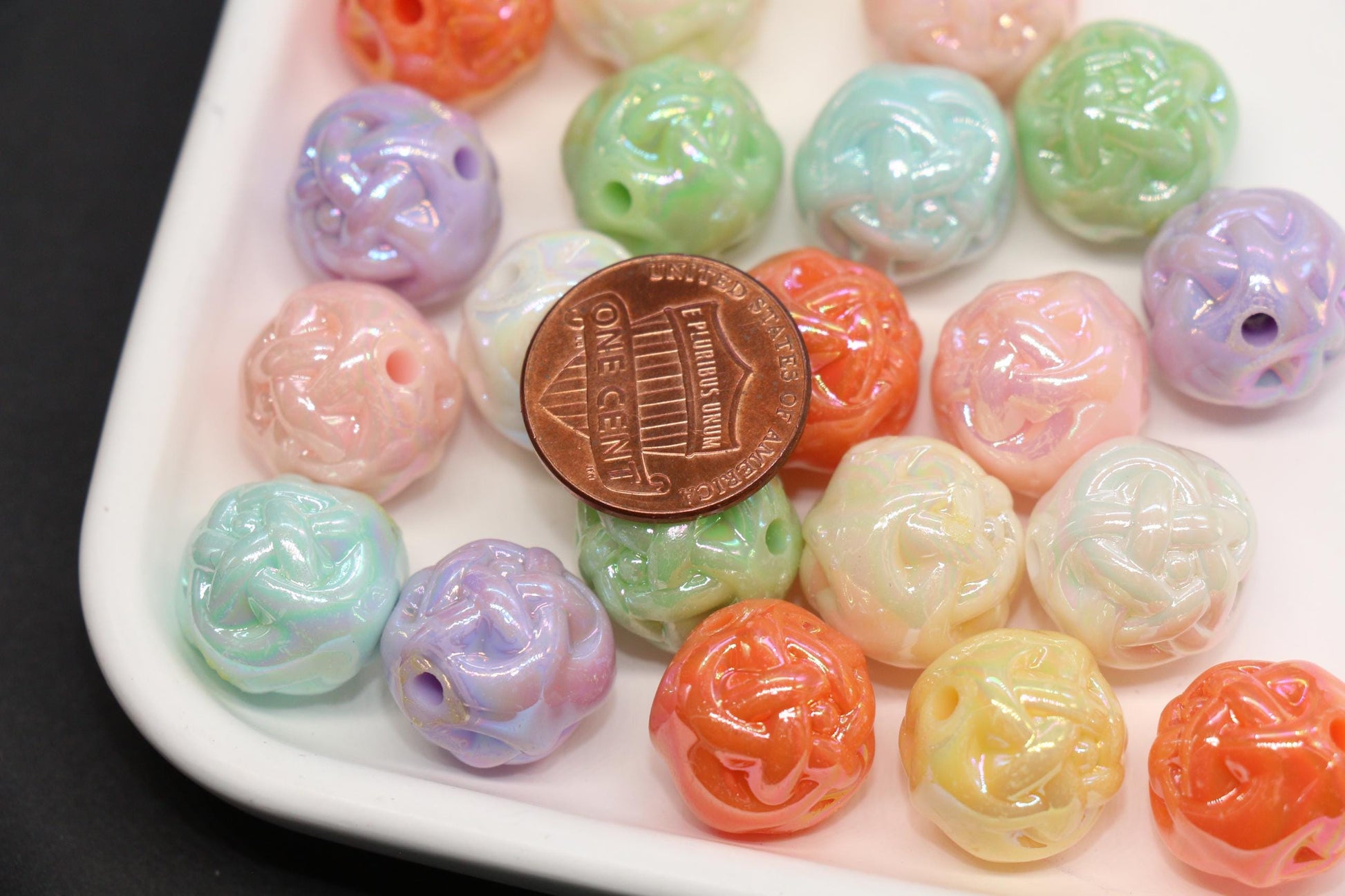 15mm Twisted AB Beads, Large Iridescent Acrylic for Jewelry Making #3551