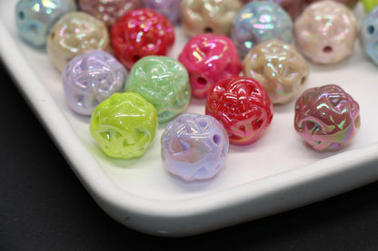 15mm Twisted AB Beads, Vibrant Large Iridescent Acrylic for Jewelry Making #3552