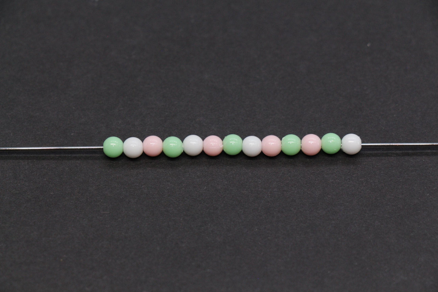 4mm Pastel Garden Mix Round Beads, Pink, White, Green Spacer Beads #3387