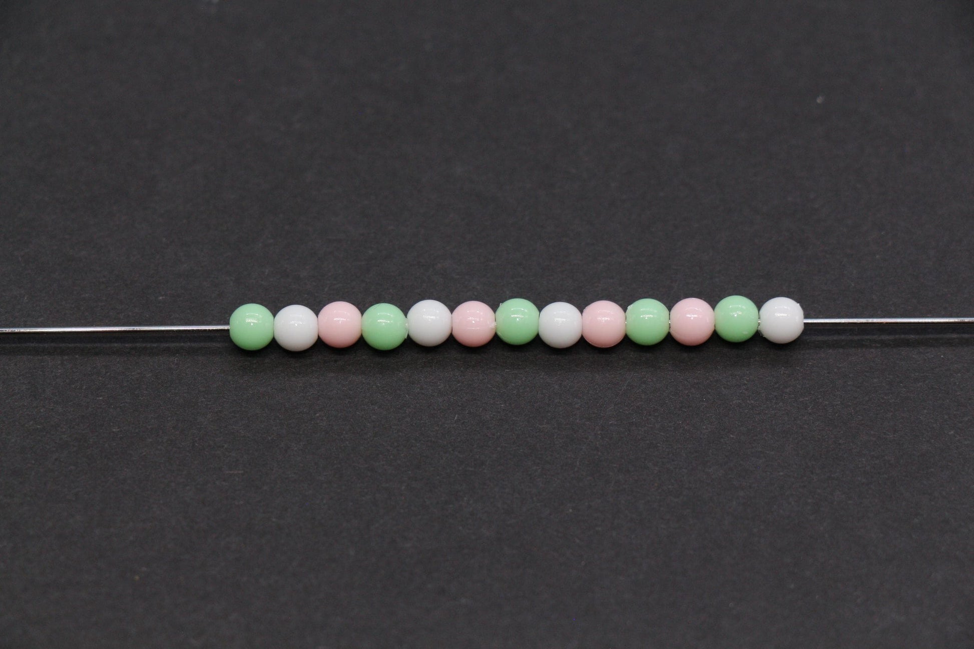 4mm Pastel Garden Mix Round Beads, Pink, White, Green Spacer Beads #3387