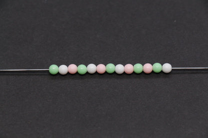 4mm Pastel Garden Mix Round Beads, Pink, White, Green Spacer Beads #3387