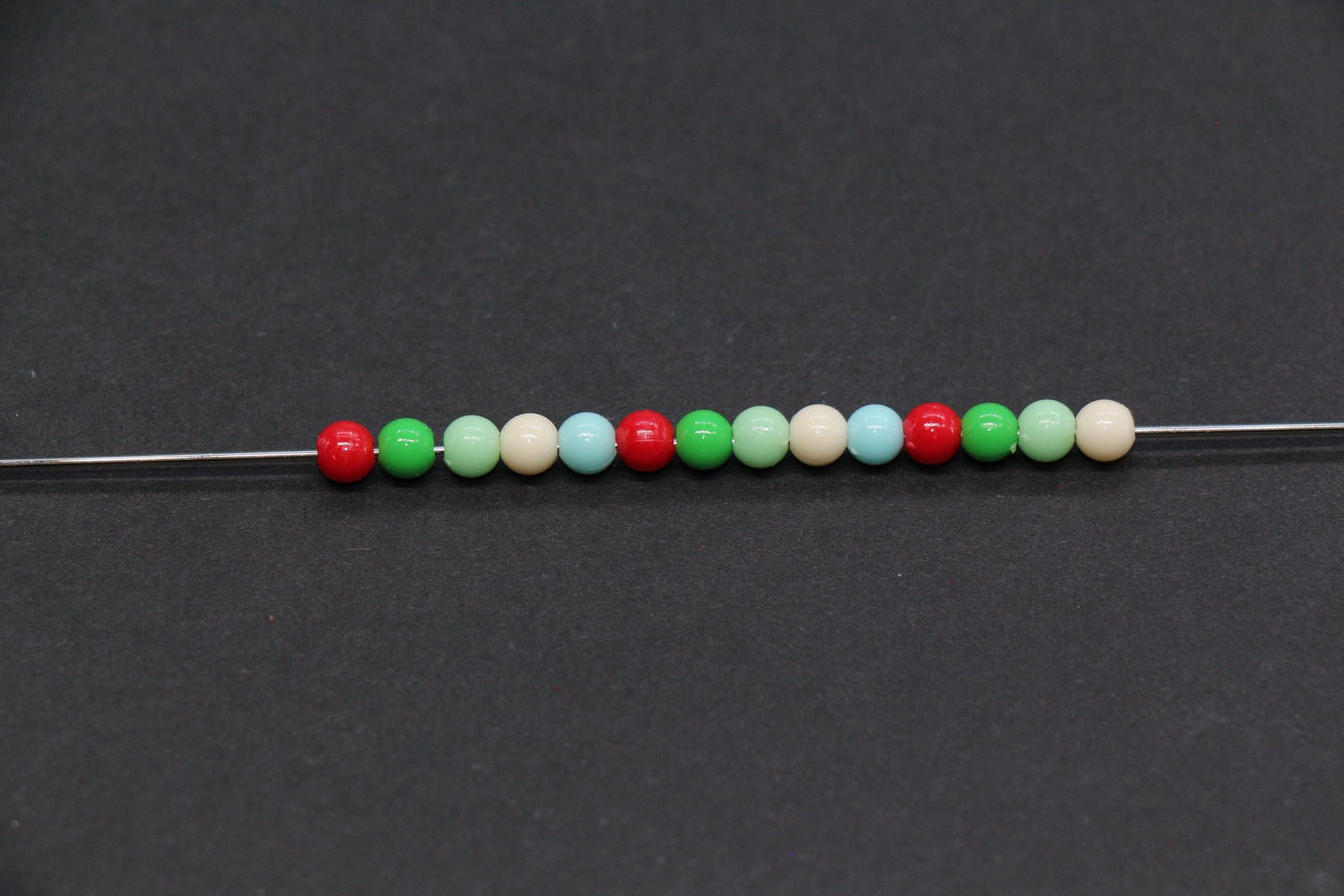 4mm Mint Candy Mix Round Beads, Red Green White Acrylic Round Beads #3383