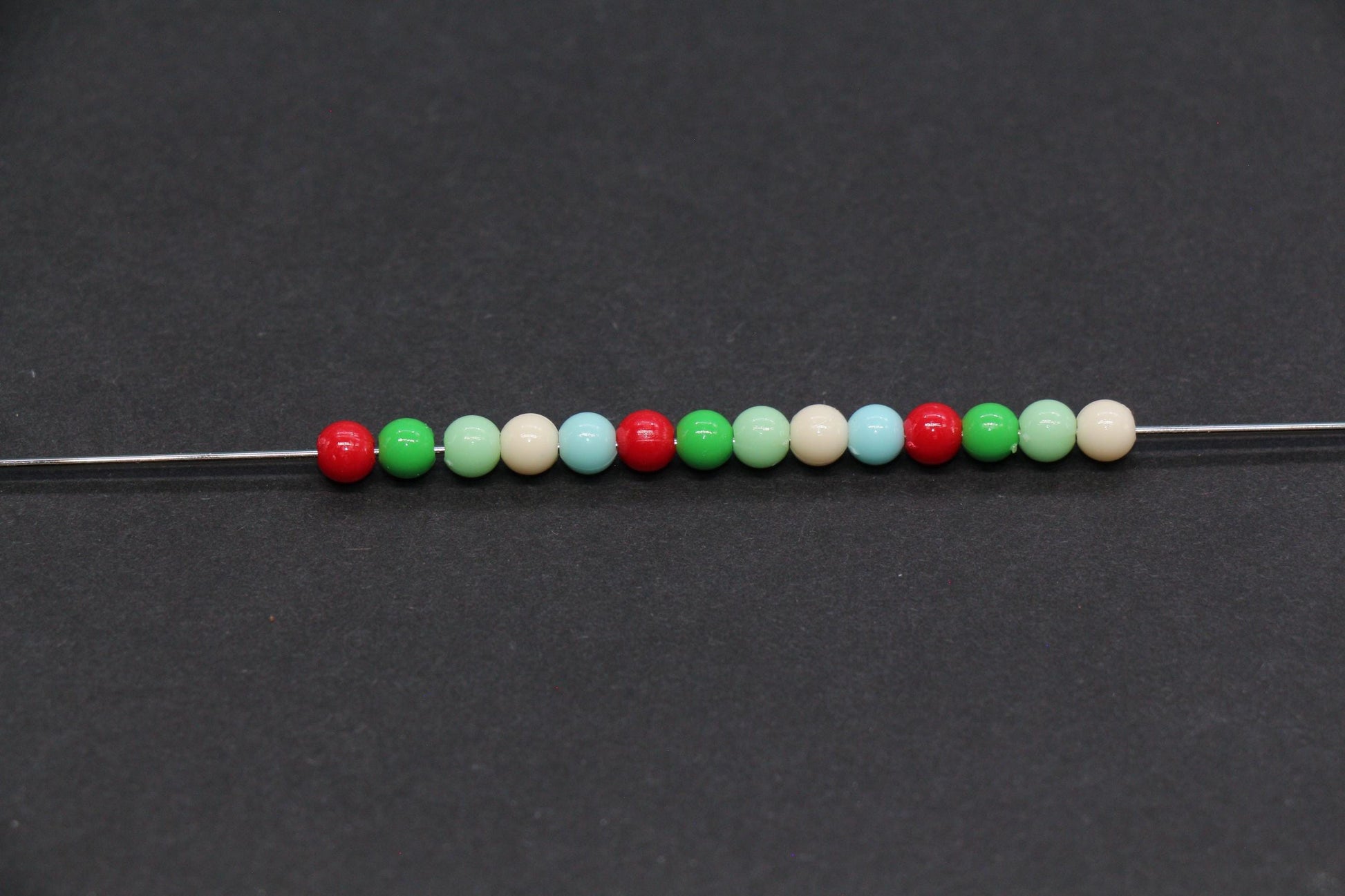 4mm Mint Candy Mix Round Beads, Red Green White Acrylic Round Beads #3383