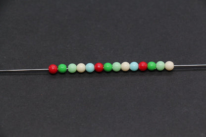 4mm Mint Candy Mix Round Beads, Red Green White Acrylic Round Beads #3383