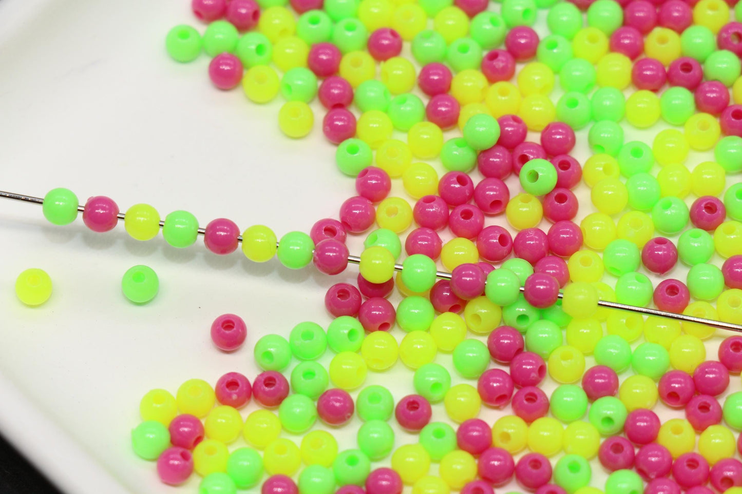 4mm Neon Mix Round Beads for Bracelets #3385