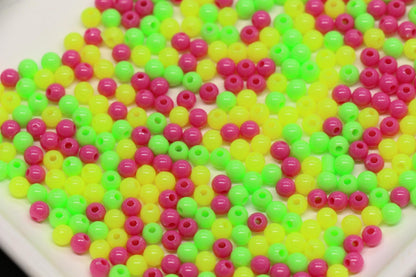 4mm Neon Mix Round Beads for Bracelets #3385