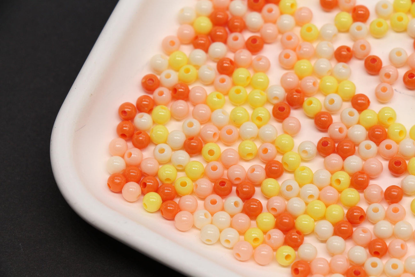 4mm Pastel Orange Mix Beads for Bracelets #3390