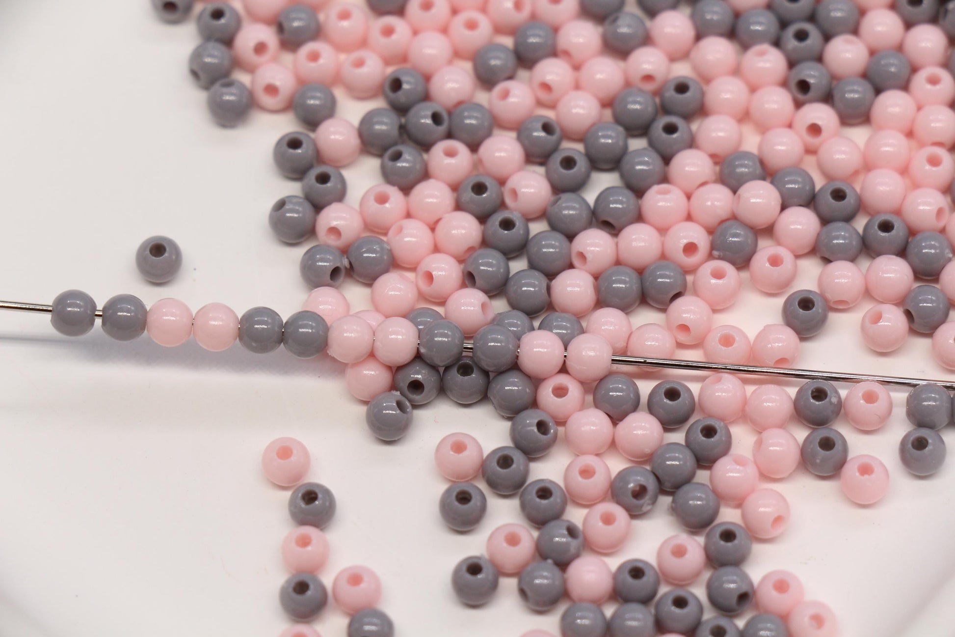 4mm Blush Pink and Gray Mix Beads for Bracelets #3384