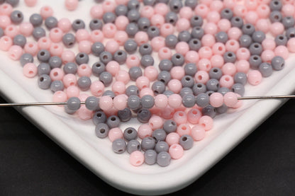 4mm Blush Pink and Gray Mix Beads for Bracelets #3384