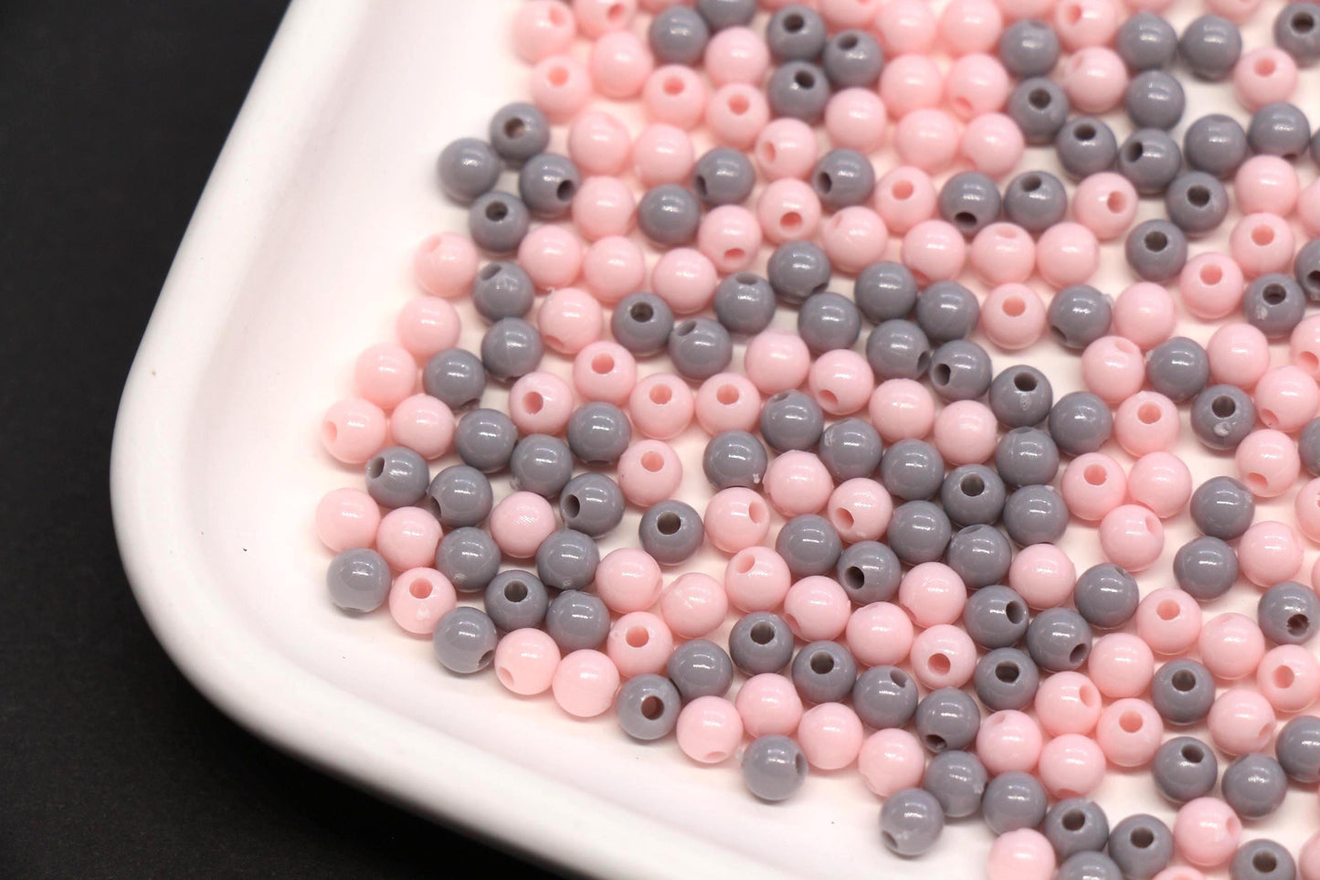 4mm Blush Pink and Gray Mix Beads for Bracelets #3384
