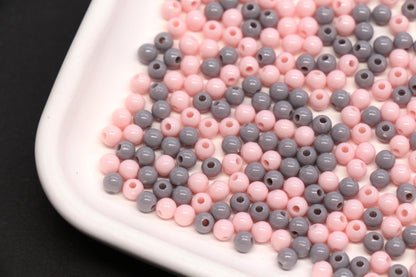 4mm Blush Pink and Gray Mix Beads for Bracelets #3384