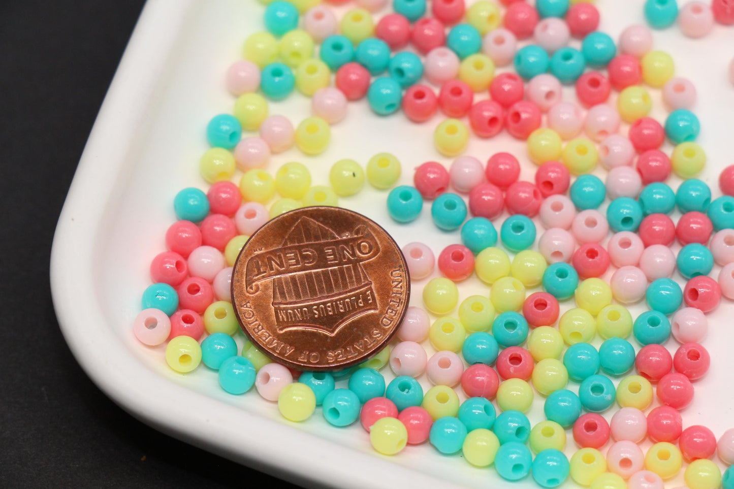 4mm Pastel Rainbow Mix Beads for Bracelets #3389