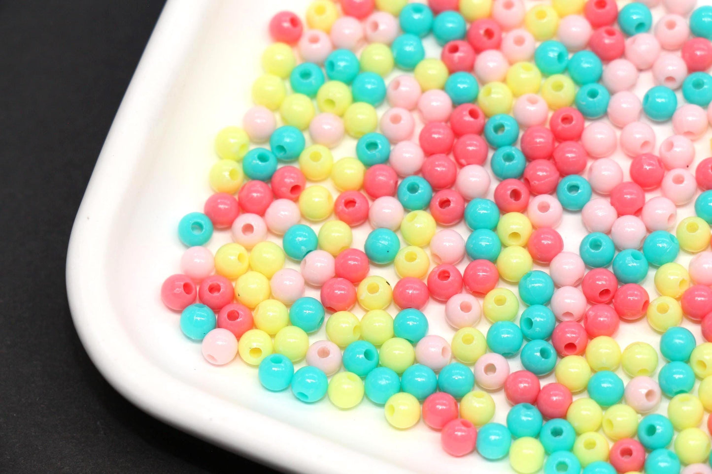 4mm Pastel Rainbow Mix Beads for Bracelets #3389