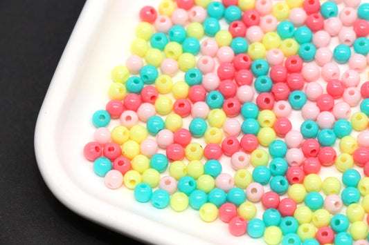 4mm Pastel Rainbow Mix Beads for Bracelets #3389