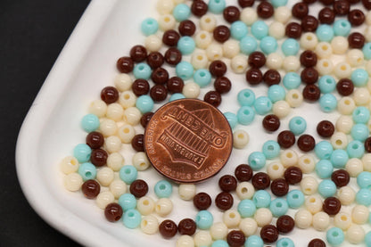 4mm Cocoa Mint Mix Beads for Bracelets #3380