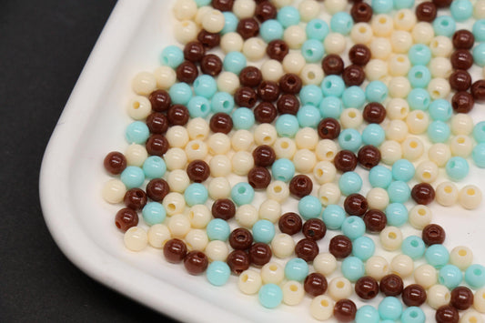 4mm Cocoa Mint Mix Beads for Bracelets #3380