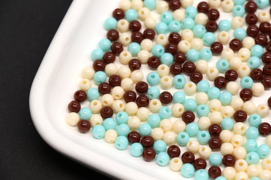 4mm Cocoa Mint Mix Beads for Bracelets #3380