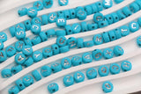 7mm Turquoise Silver Letter Beads for Bracelets