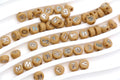 7mm Camel Beige Silver Acrylic Letter Beads