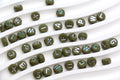 7mm Olive Green Silver Acrylic Letter Beads