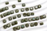 7mm Olive Green Silver Letter Beads for Bracelets