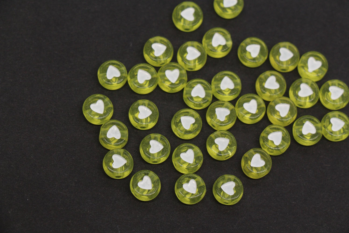 7mm Yellow Heart Beads for Bracelets #3599