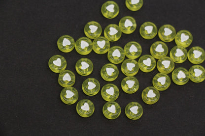 7mm Yellow Heart Beads for Bracelets #3599