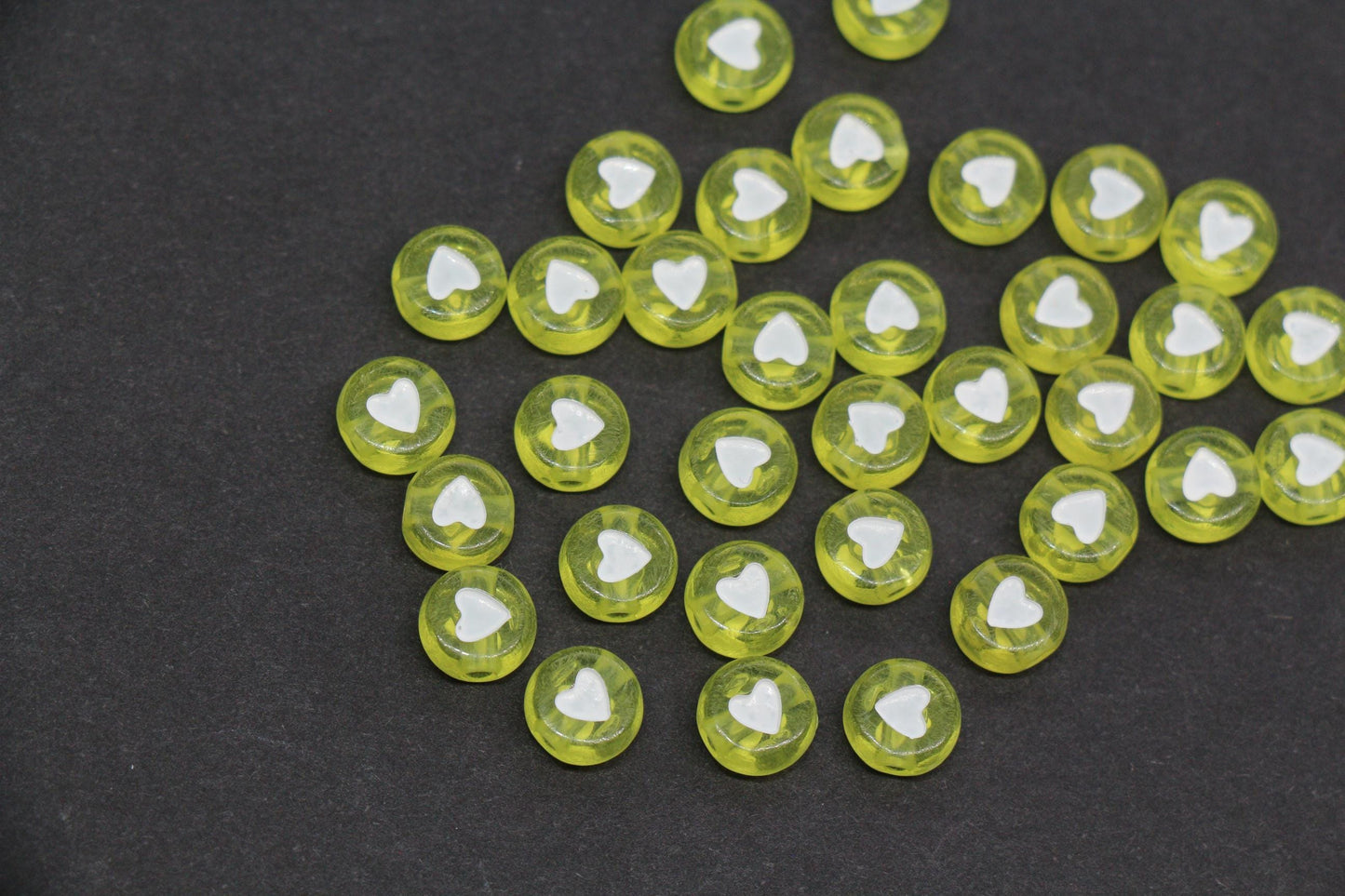 7mm Yellow Heart Beads for Bracelets #3599