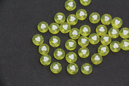 7mm Yellow Heart Beads for Bracelets #3599