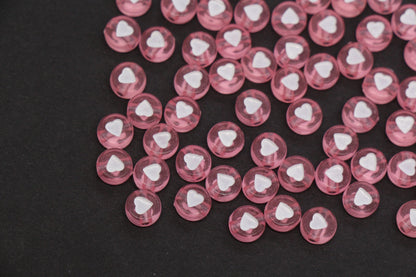 7mm Pink Heart Beads for Bracelets #3598