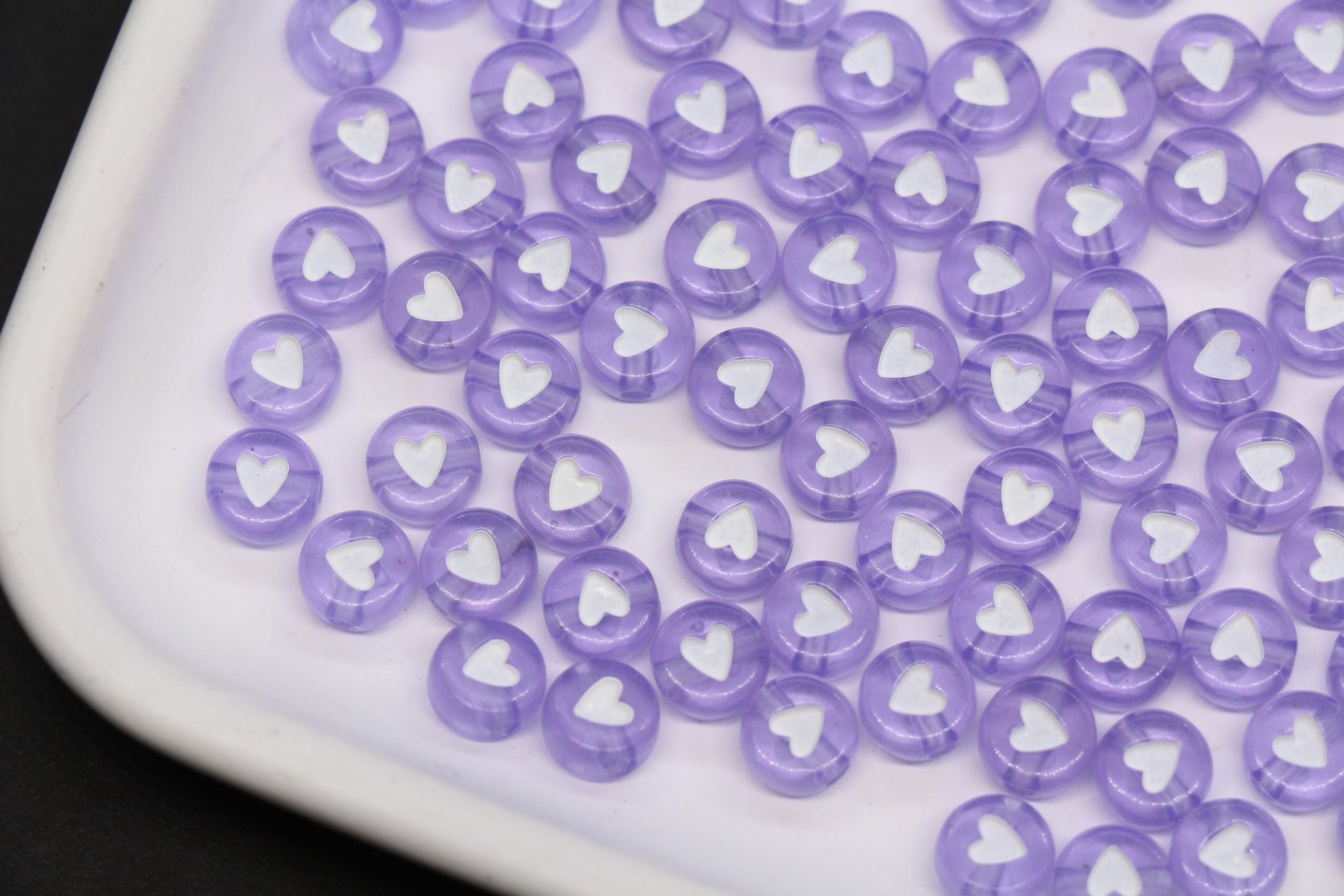 7mm Purple Heart Beads for Bracelets #3600