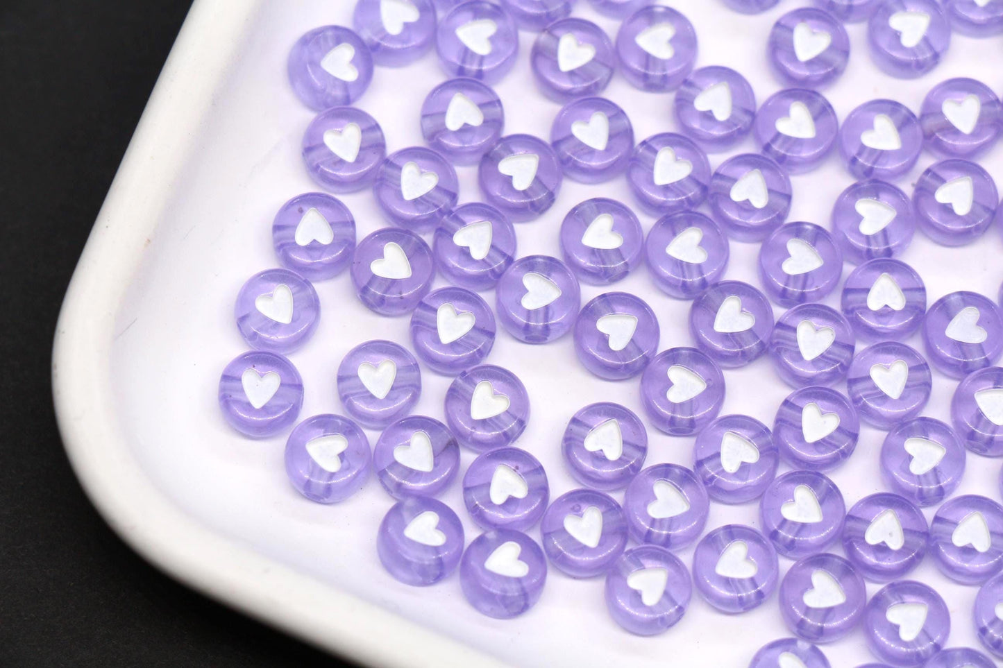 7mm Purple Heart Beads for Bracelets #3600