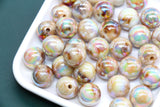 16mm Iridescent Honey Brown Gumball Beads, Marbled Round Acrylic Beads