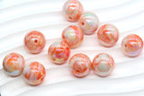 16mm Iridescent Coral Swirl Gumball Beads, Marbled Round Acrylic Beads