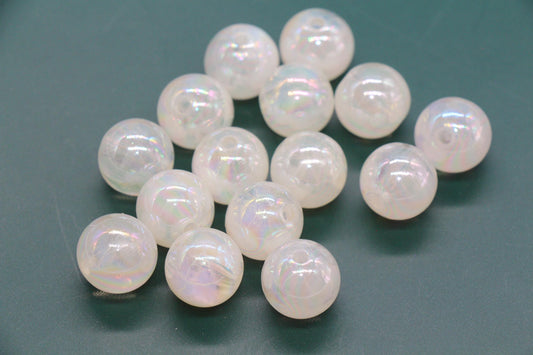 16mm Iridescent Clear Gumball Beads