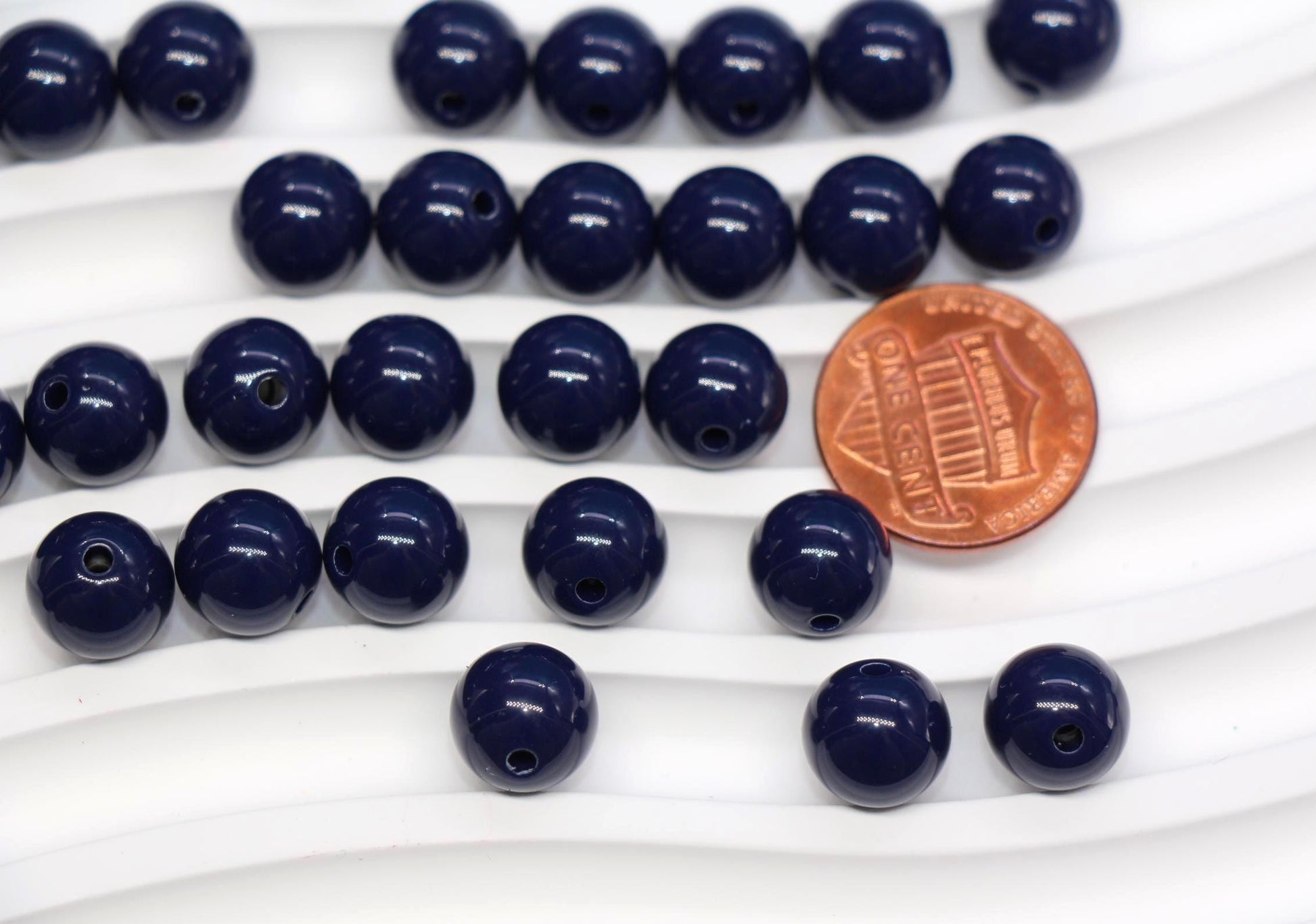 10mm Navy Round Beads, Plastic Gumball Beads for Bracelets & DIY Jewelry