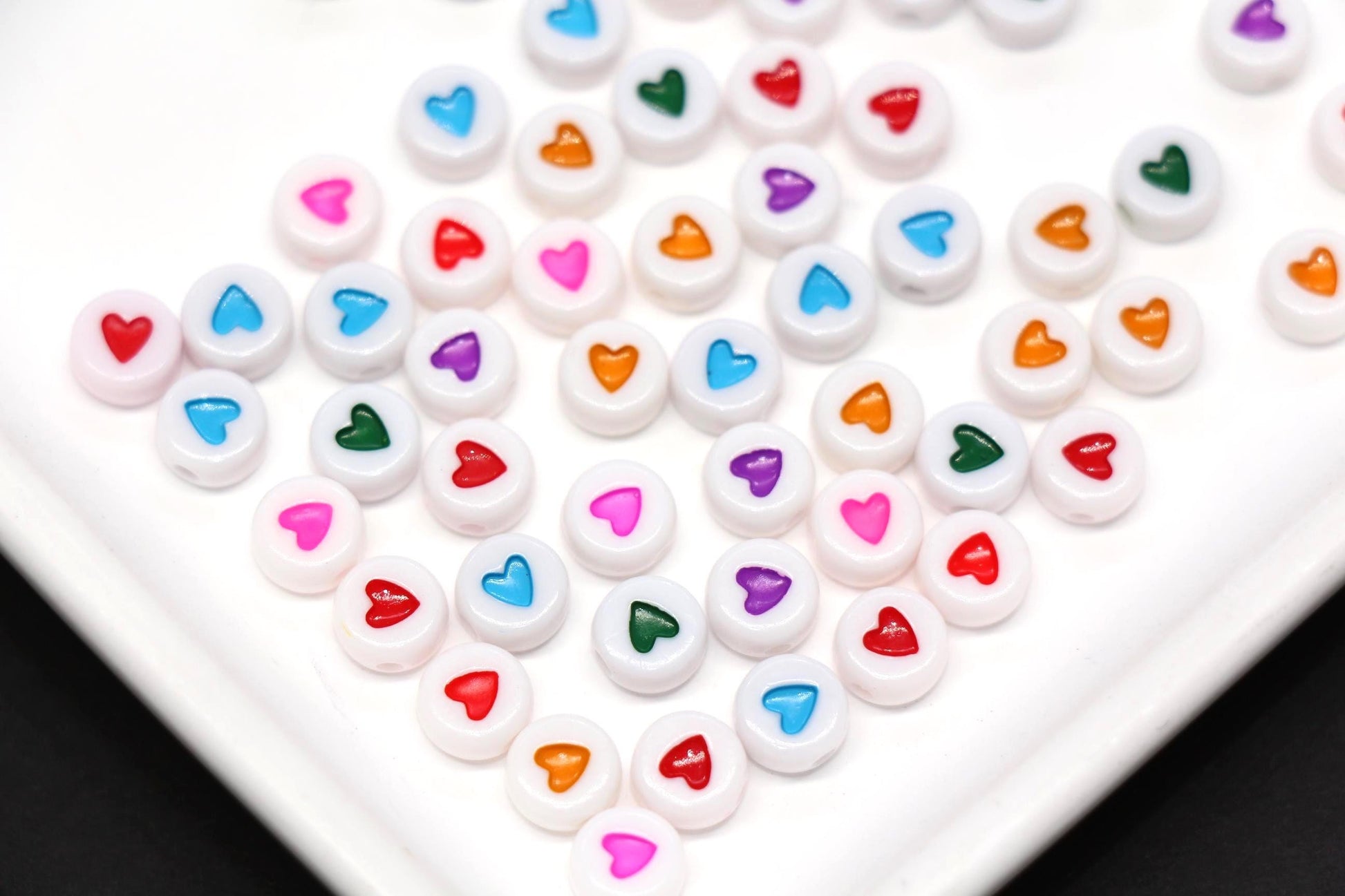 7mm Heart Beads for Bracelets & DIY Jewelry #112