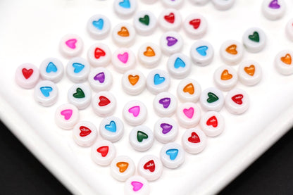 7mm Heart Beads for Bracelets & DIY Jewelry #112