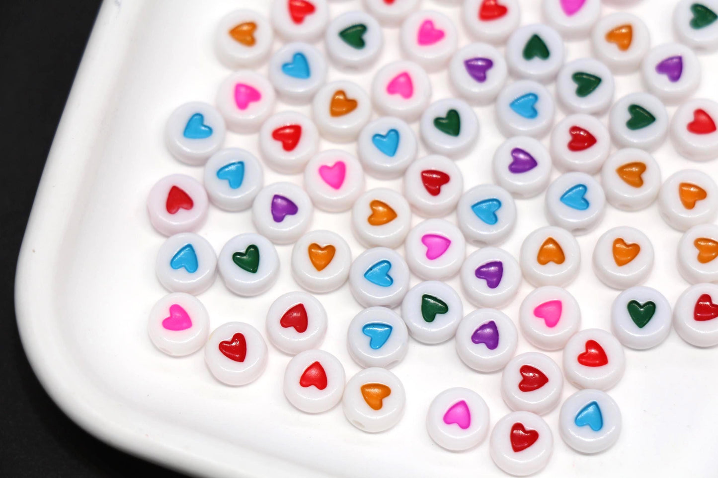 7mm Heart Beads for Bracelets & DIY Jewelry #112