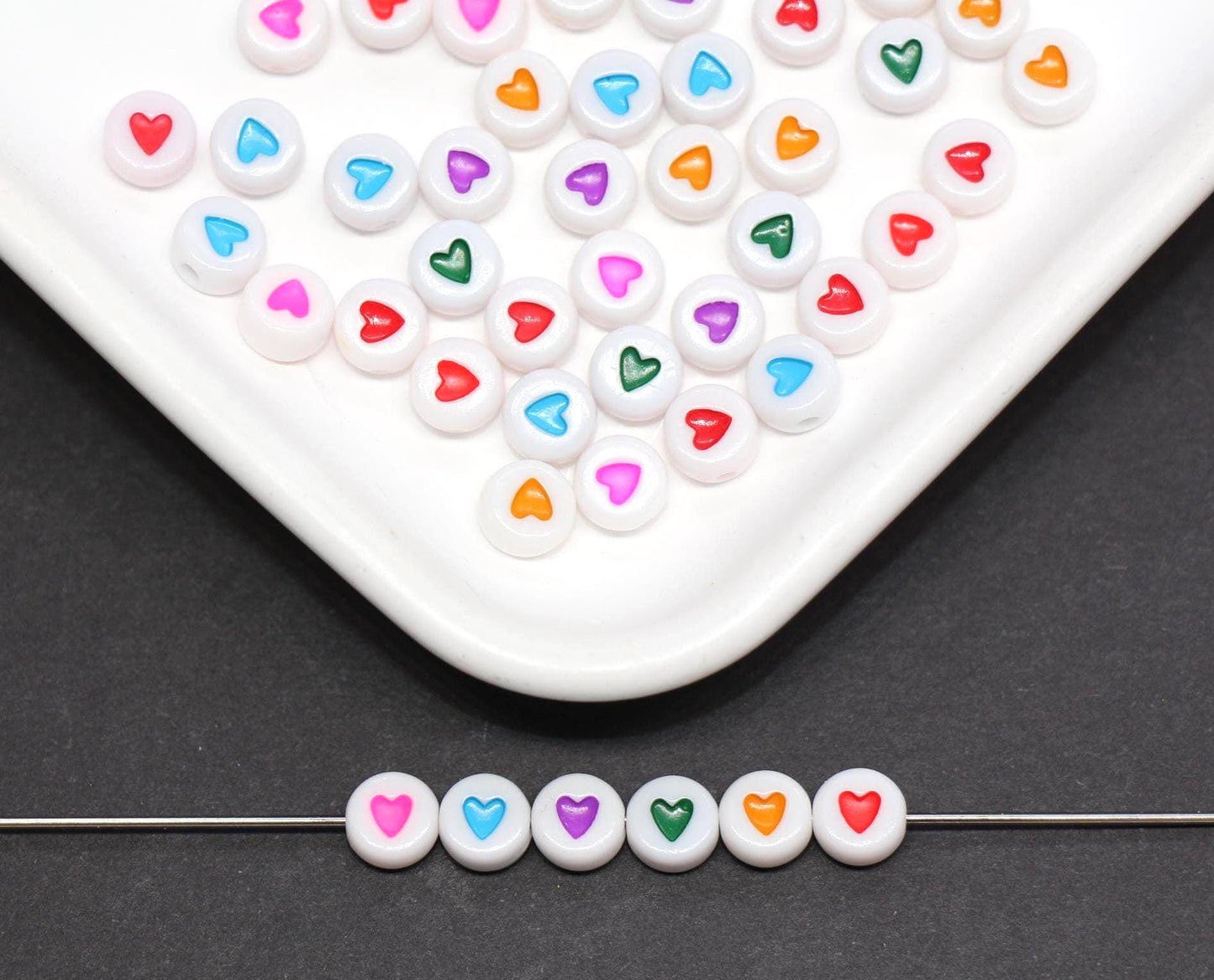 7mm Heart Beads for Bracelets & DIY Jewelry #112
