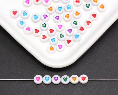 7mm Heart Beads for Bracelets & DIY Jewelry #112