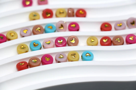 7mm Gold Heart Beads for Bracelets & Crafts #101