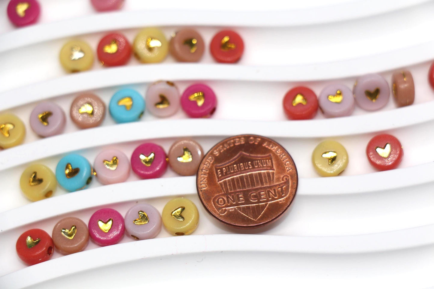 7mm Gold Heart Beads for Bracelets & Crafts #101